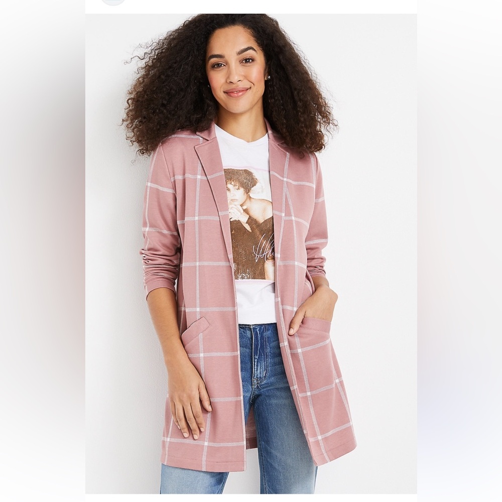 Pink Plaid Cardigan LIKE NEW!